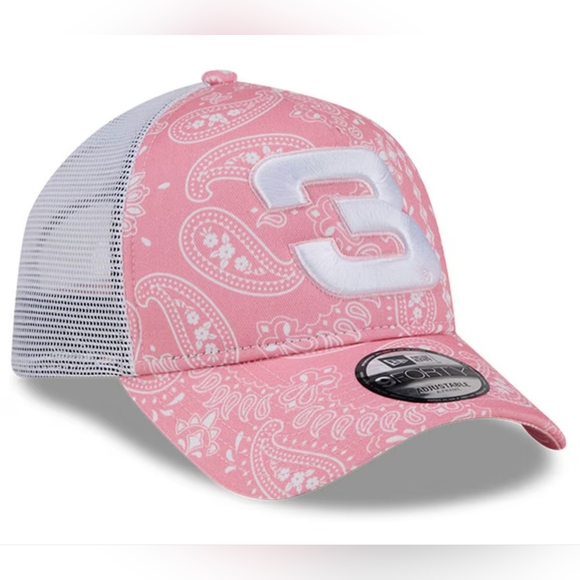 NWT Mens Austin Dillon New Era Pink 9 Forty A-frame Trucker Paisley Hat - Picture 1 of 9